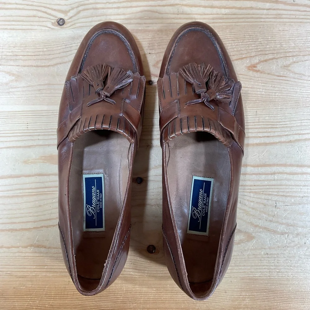 Bragano By Cole Haan Tassel Kiltie Loafers Men’s 11 M Brown Leather Casual Italy